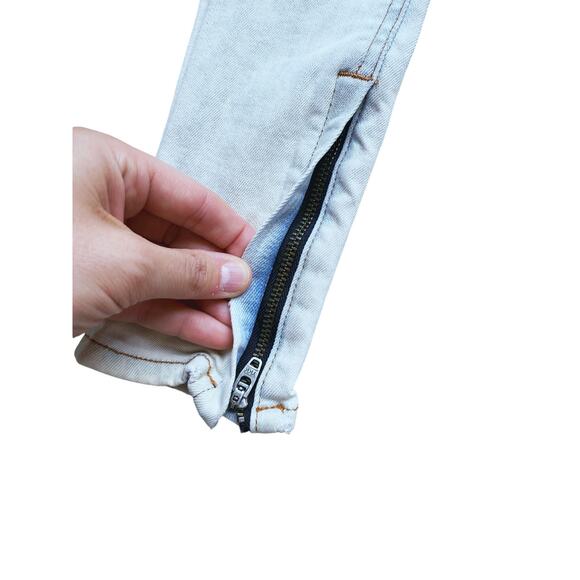 Rag & Bone Moto Distressed Skinny Jeans 24 Light Wash Zipper Street Chic Grunge - Picture 4 of 8